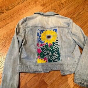 Hand painted Denim Jacket with Sunflower Design